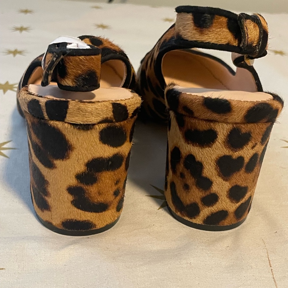 NWOT J. Crew Leopard Print Calf Hair Slingback Heels Size 7.5 - Picture 3 of 10